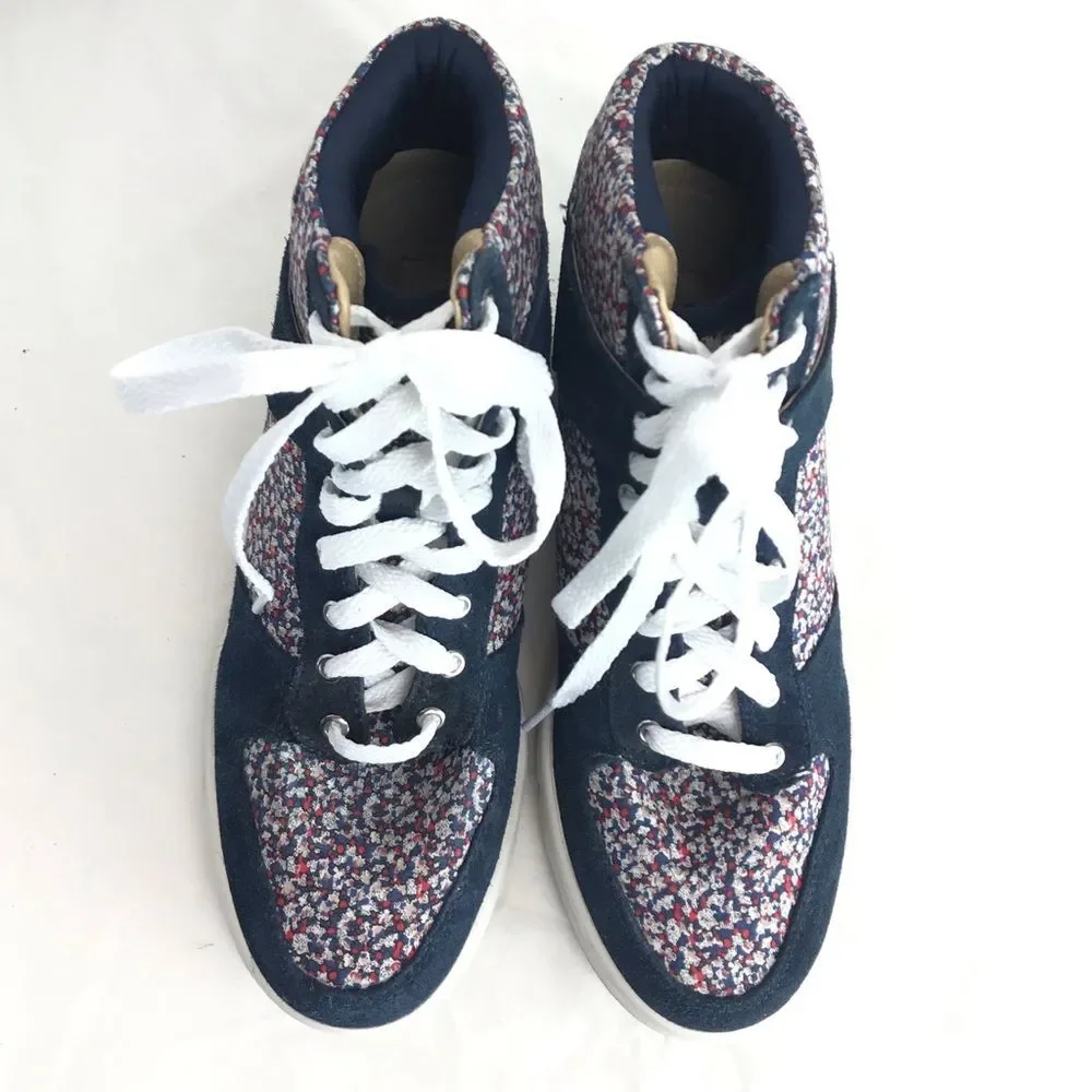 Steve Madden Lymlight Floral Wedge Sneakers Sz 8.5